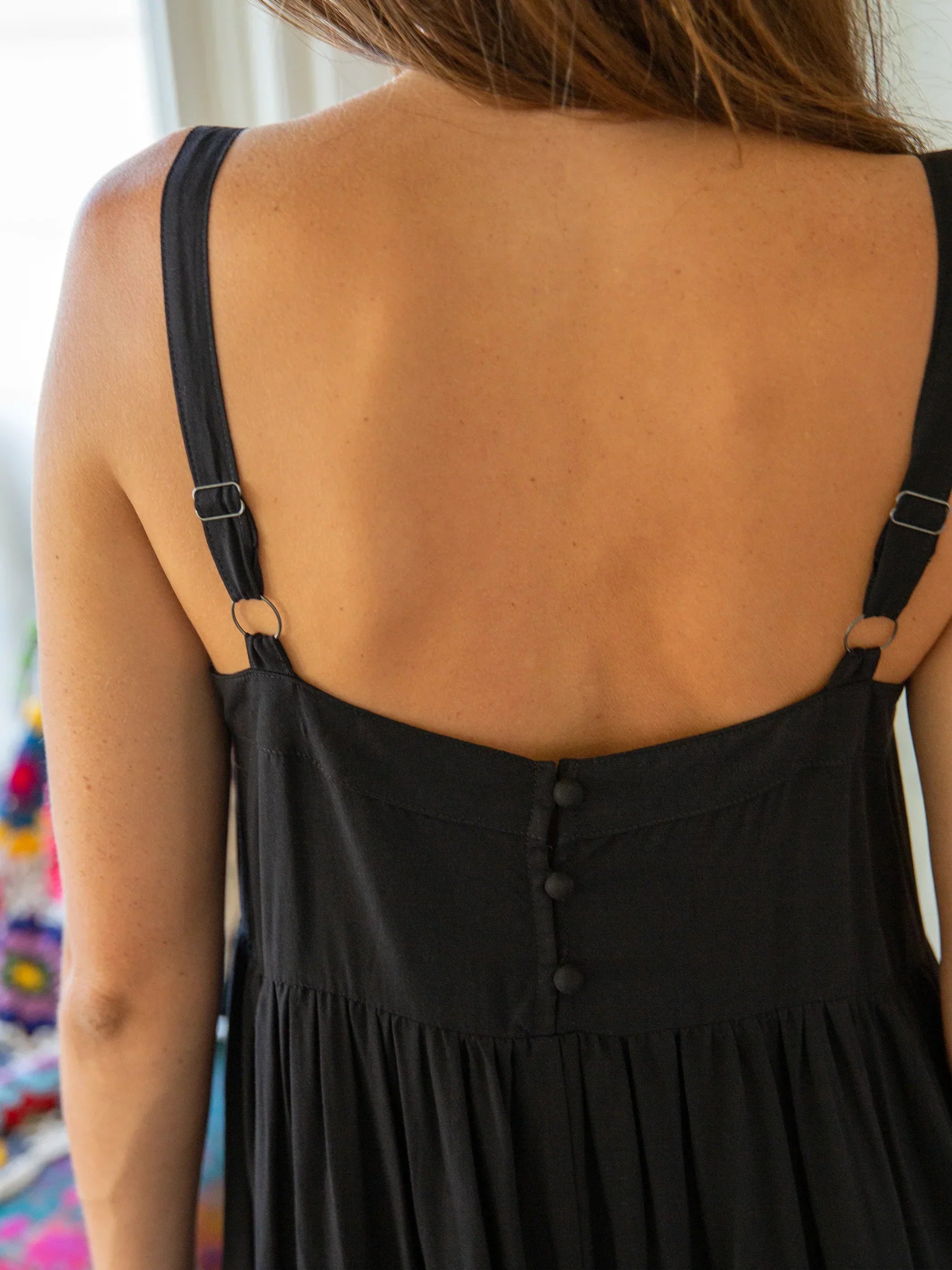 Patti Side Slit Maxi Dress - Black