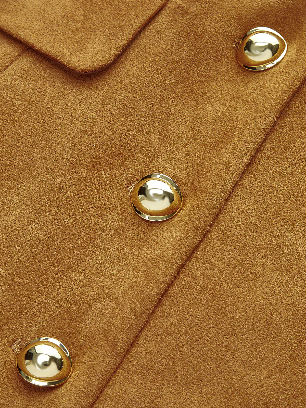 Metal Button Suede Effect Keyhole-Neck Mini Dress