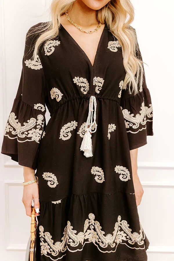 Bonding In Bali Embroidered Mini Dress