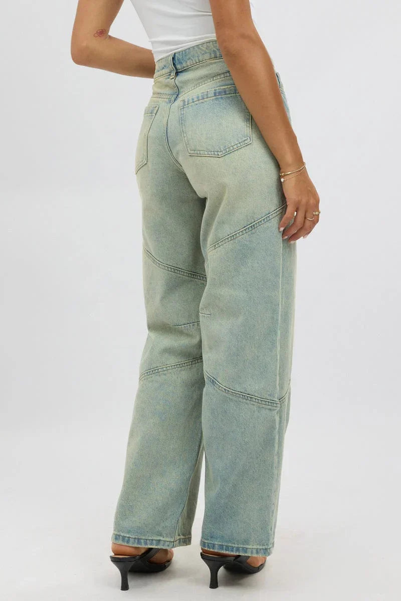 Denim Barrel Jeans Low Rise