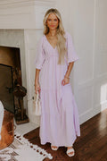 Charming Glance Tiered Maxi Dress in Dusty Purple