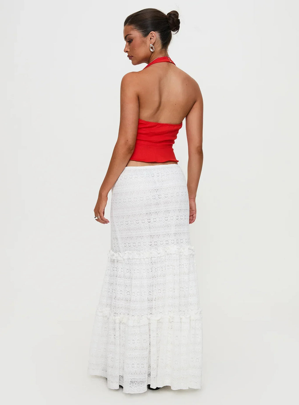 Buttacupe Lace Maxi Skirt White