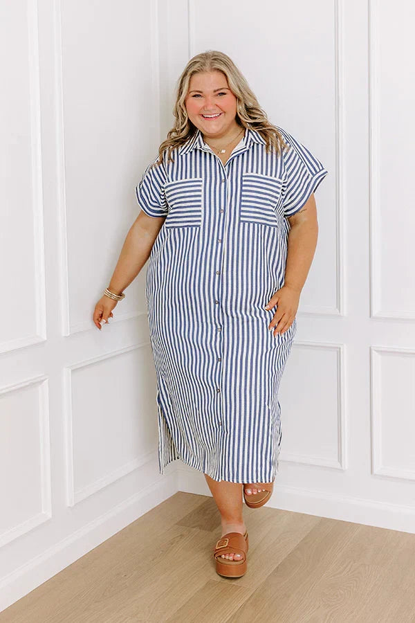 Coastal Charisma Stripe Midi Dress Curves