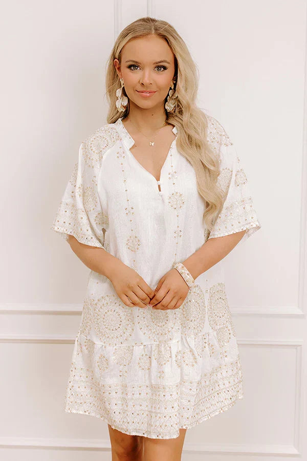 Oceanfront Villa Sequin Embroidered Mini Dress