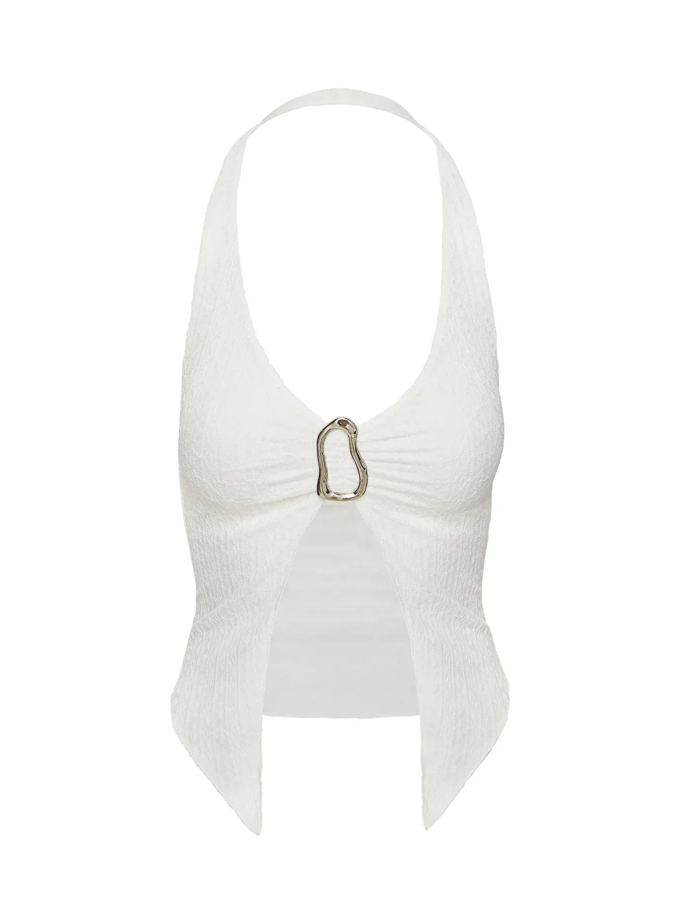 Moderna Halter Lace Top White