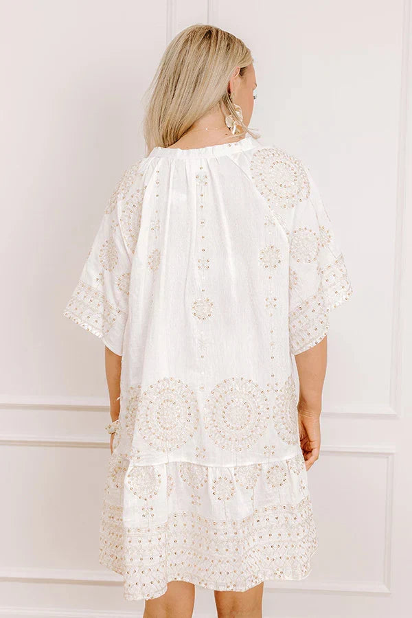 Oceanfront Villa Sequin Embroidered Mini Dress