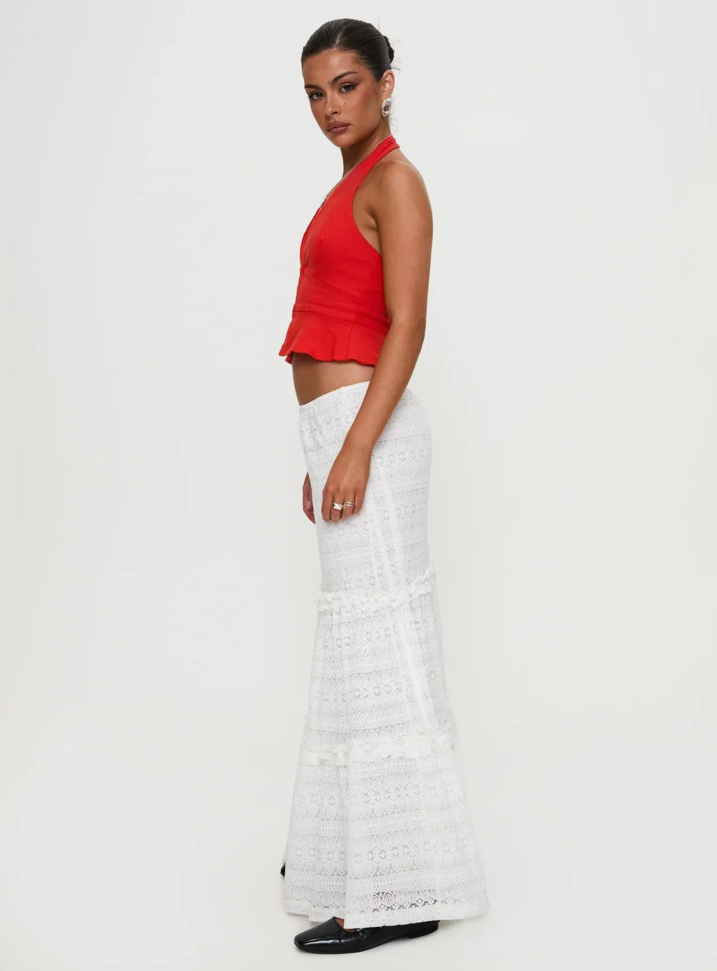 Buttacupe Lace Maxi Skirt White
