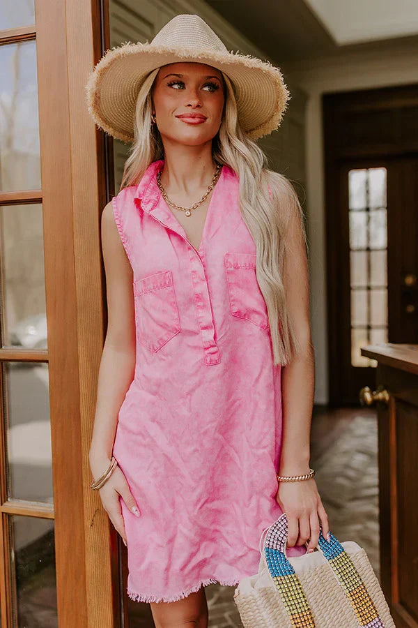 Park Days Ahead Vintage Wash Mini Dress in Pink