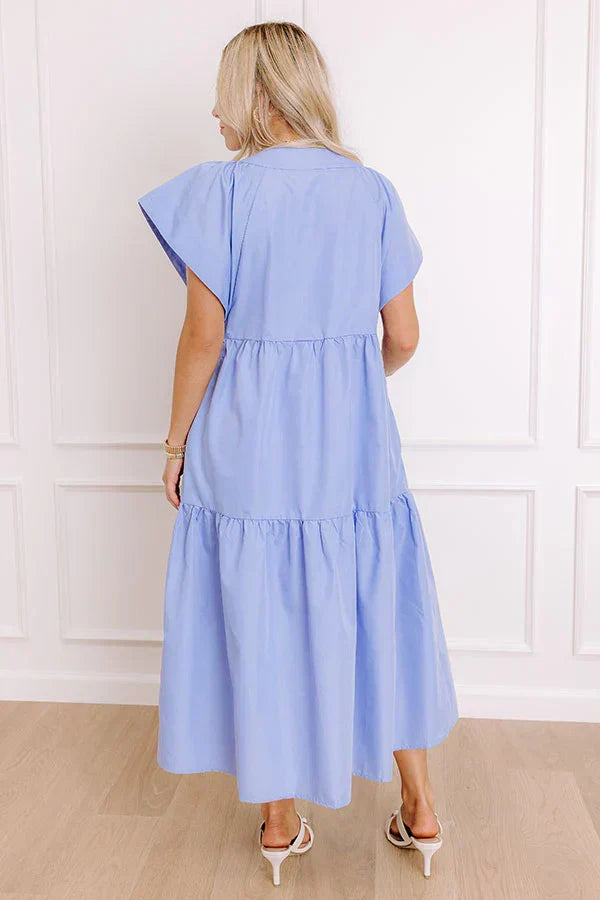 Subtle Charm Button Down Midi Dress in Light Periwinkle