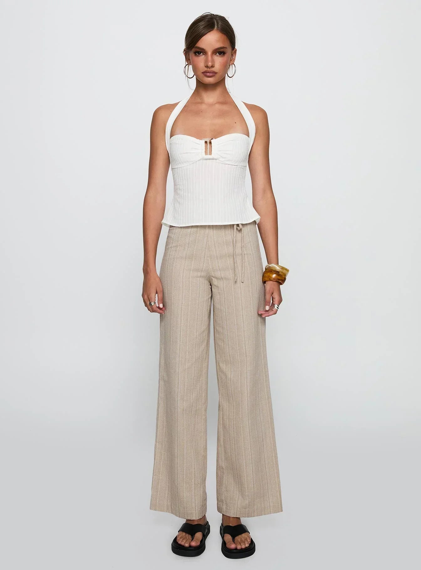 Rush Hours Tie Up Pants Beige
