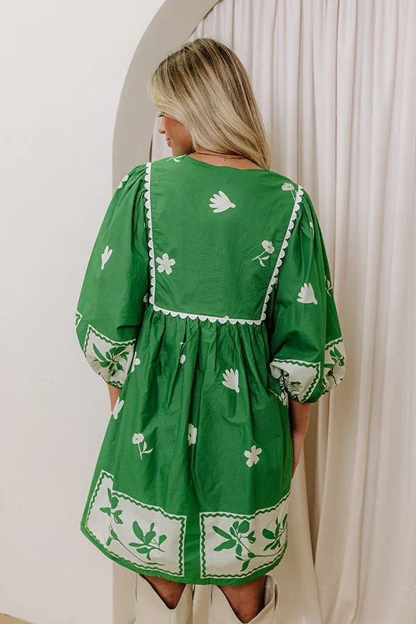 Picture Perfect Floral Mini Dress in Kelly Green