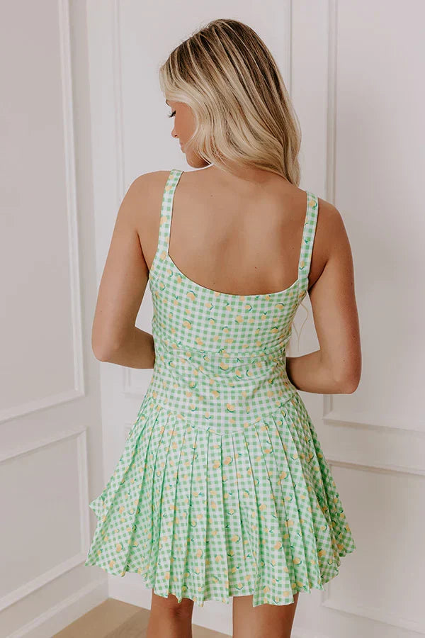 French Market Stroll Athleisure Mini Dress in Lime