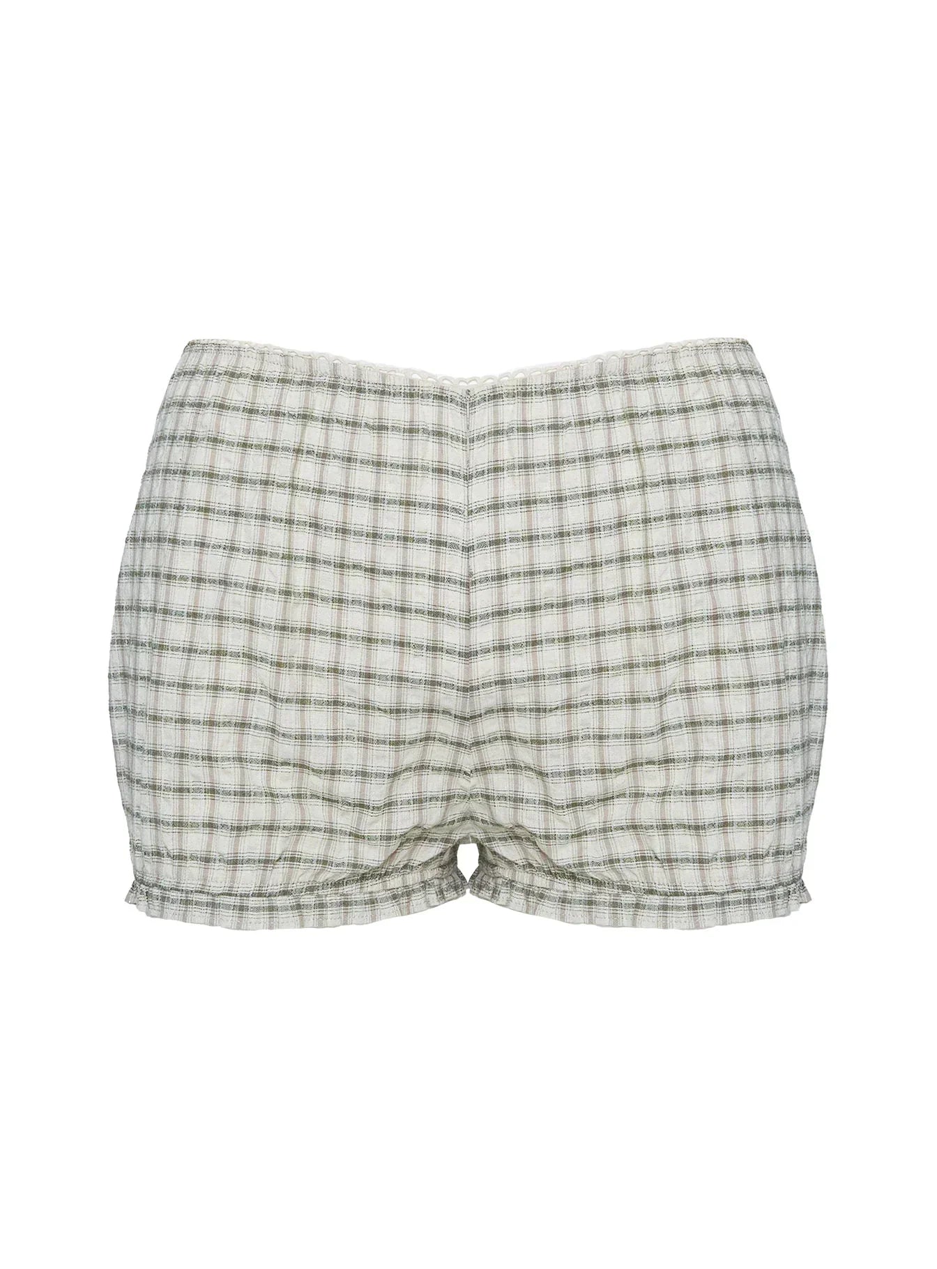 Mousie Micro Shorts Cream Plaid