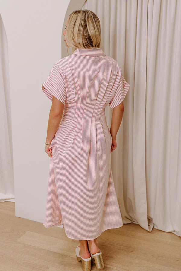 Sunlit Stroll Stripe Maxi Dress in Pink
