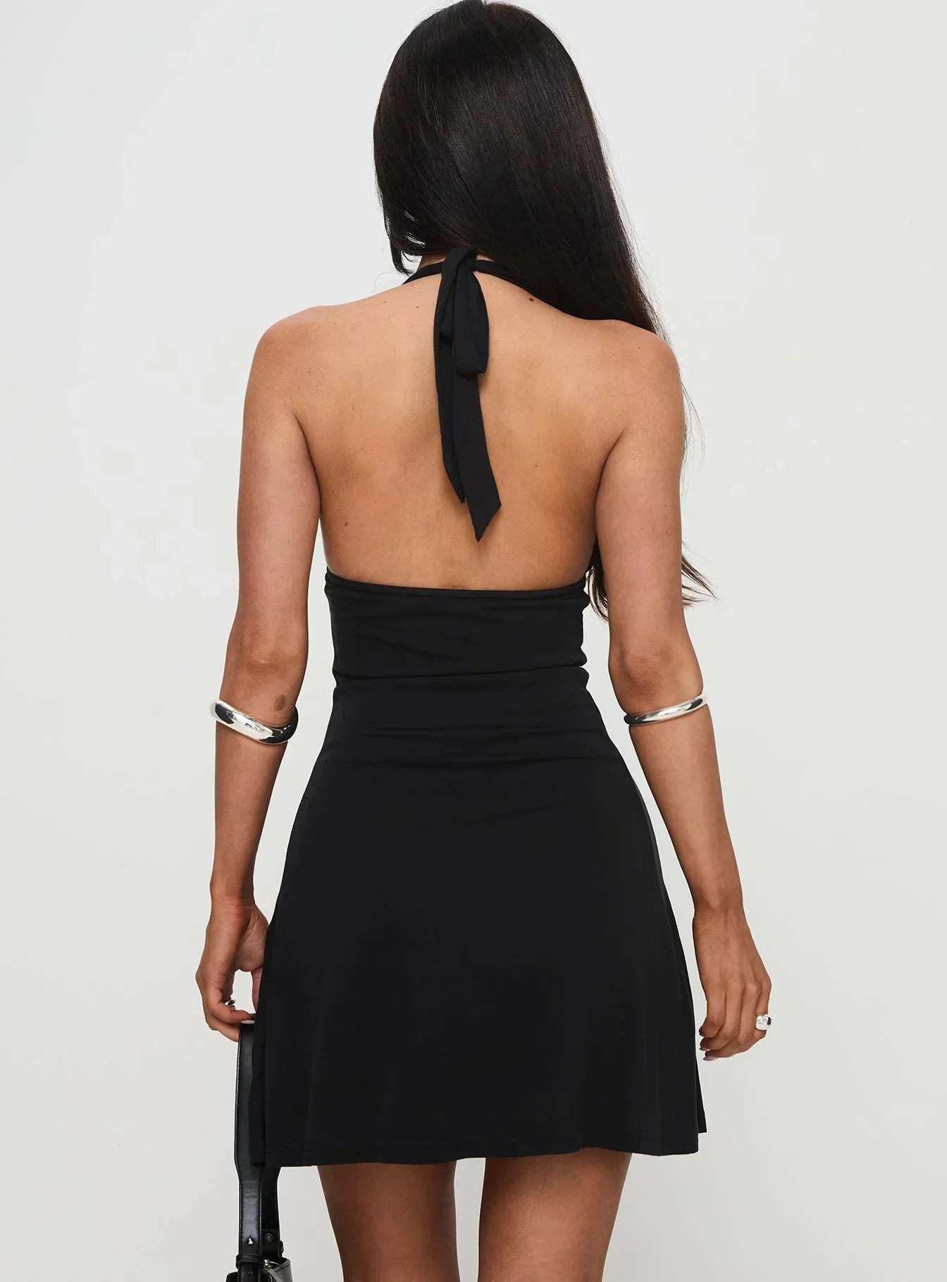 Tinisie Halter Mini Dress Black