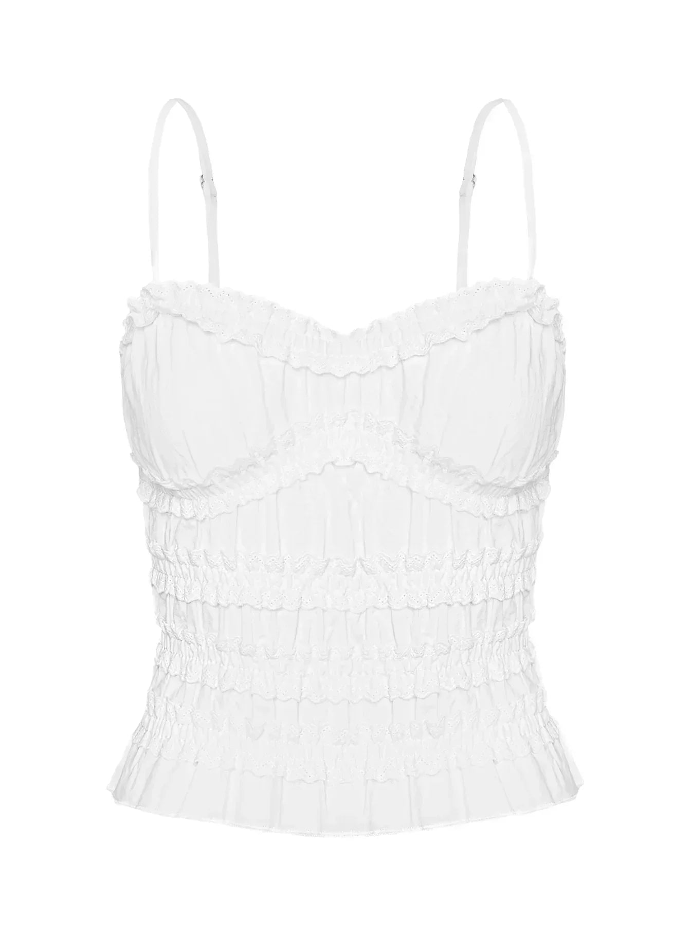 Angelie Cotton Ruched Top White