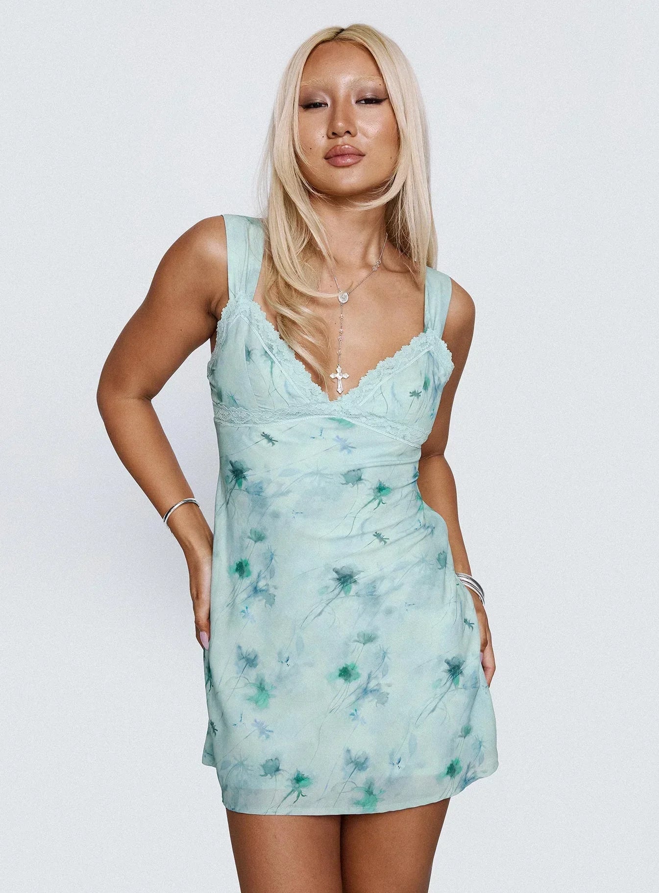 Love Beckons Mini Dress Blue Floral