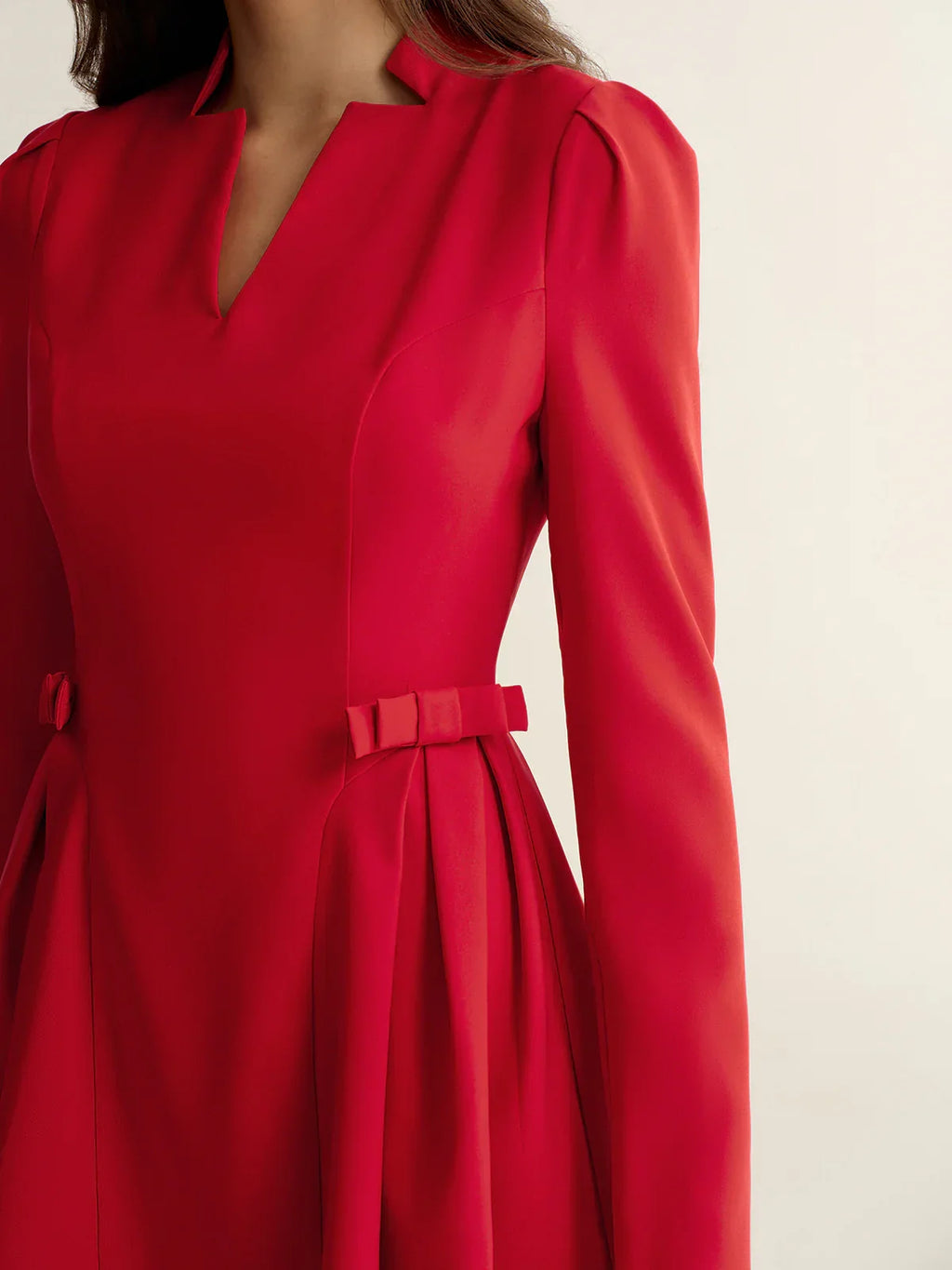 V-Neck Bow Detail Mini Dress