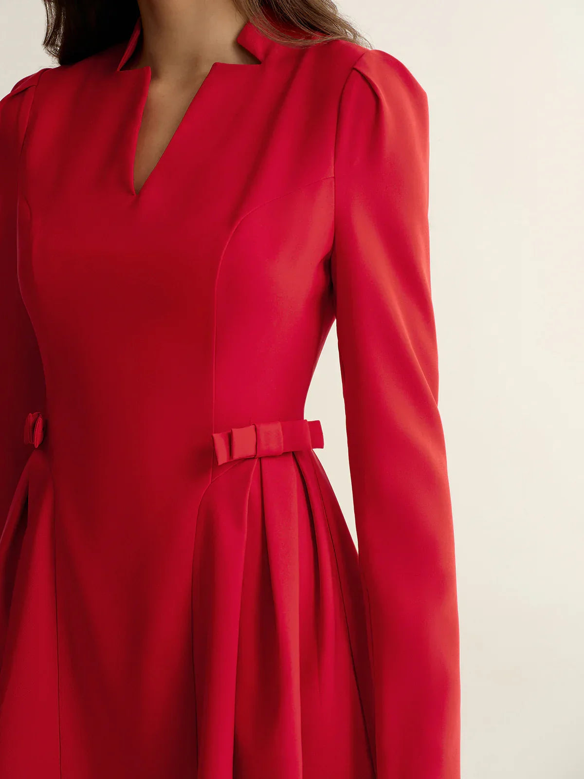 V-Neck Bow Detail Mini Dress
