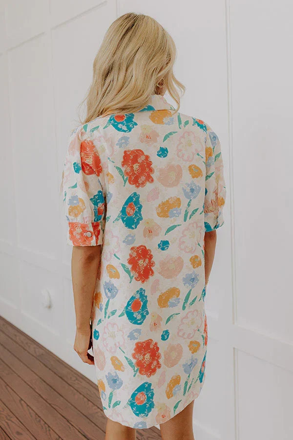 Pop Of Color Floral Embroidered Mini Dress
