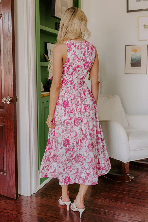 French Courtyard Floral Midi Dress