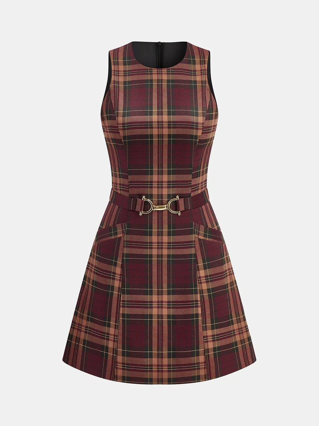 Plaid Sleeveless Mini Dress