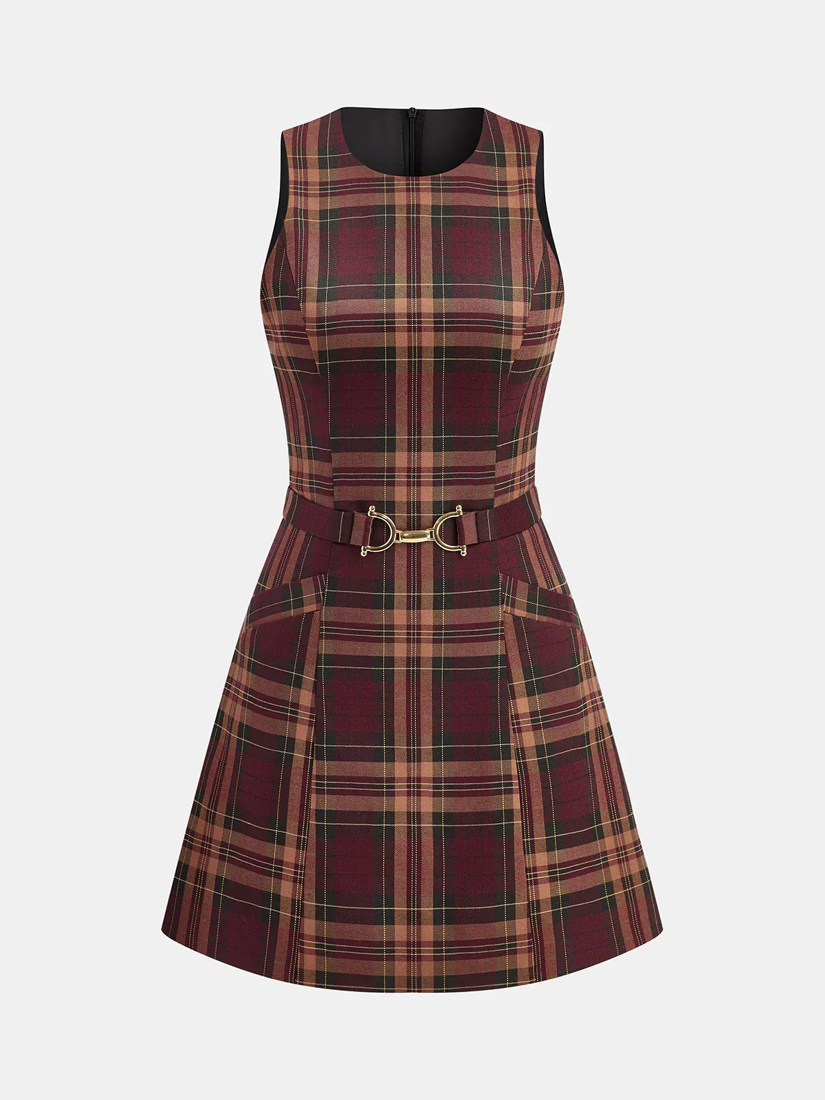 Plaid Sleeveless Mini Dress