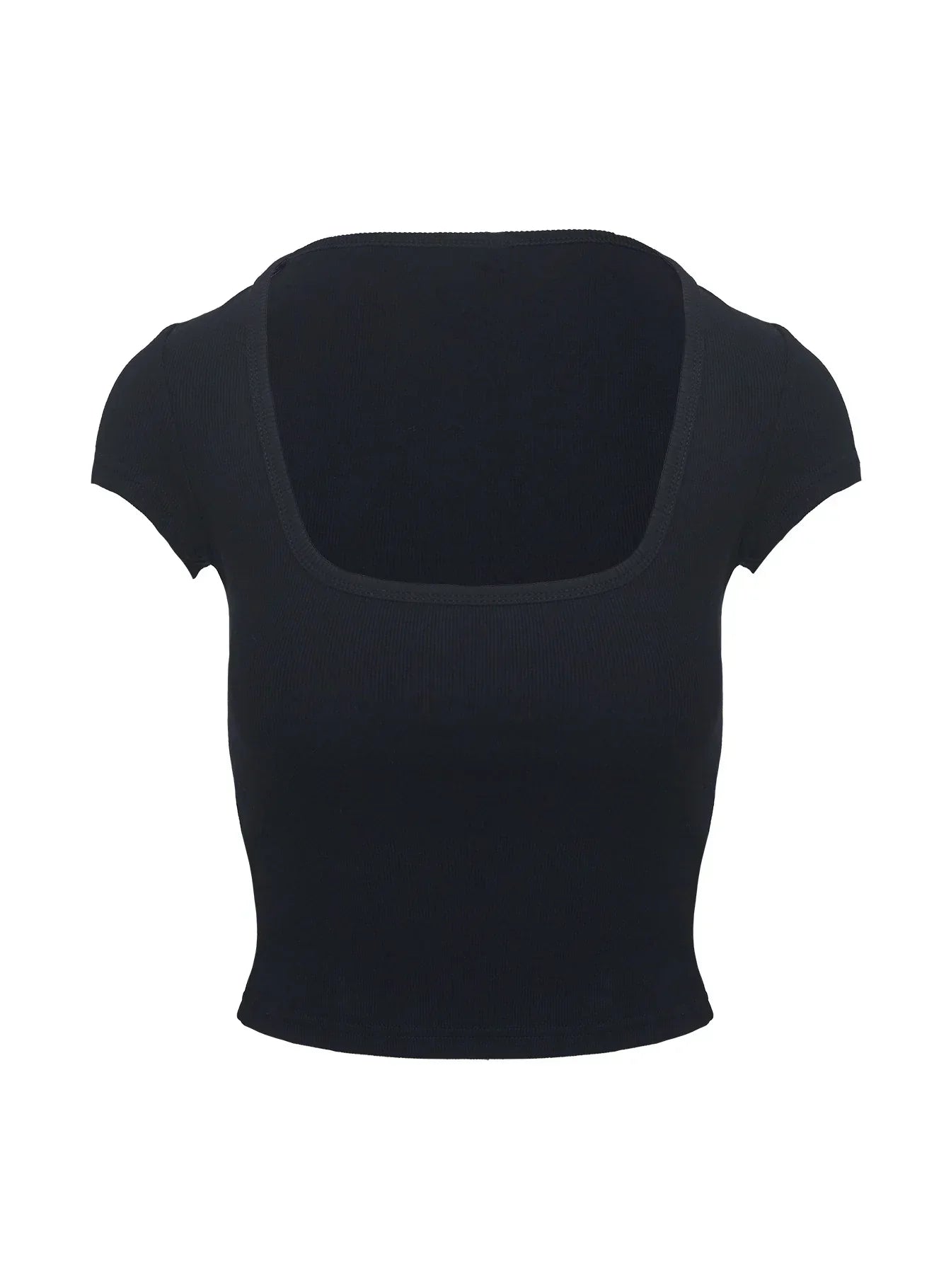 Baseline Square Neck Rib Top Black