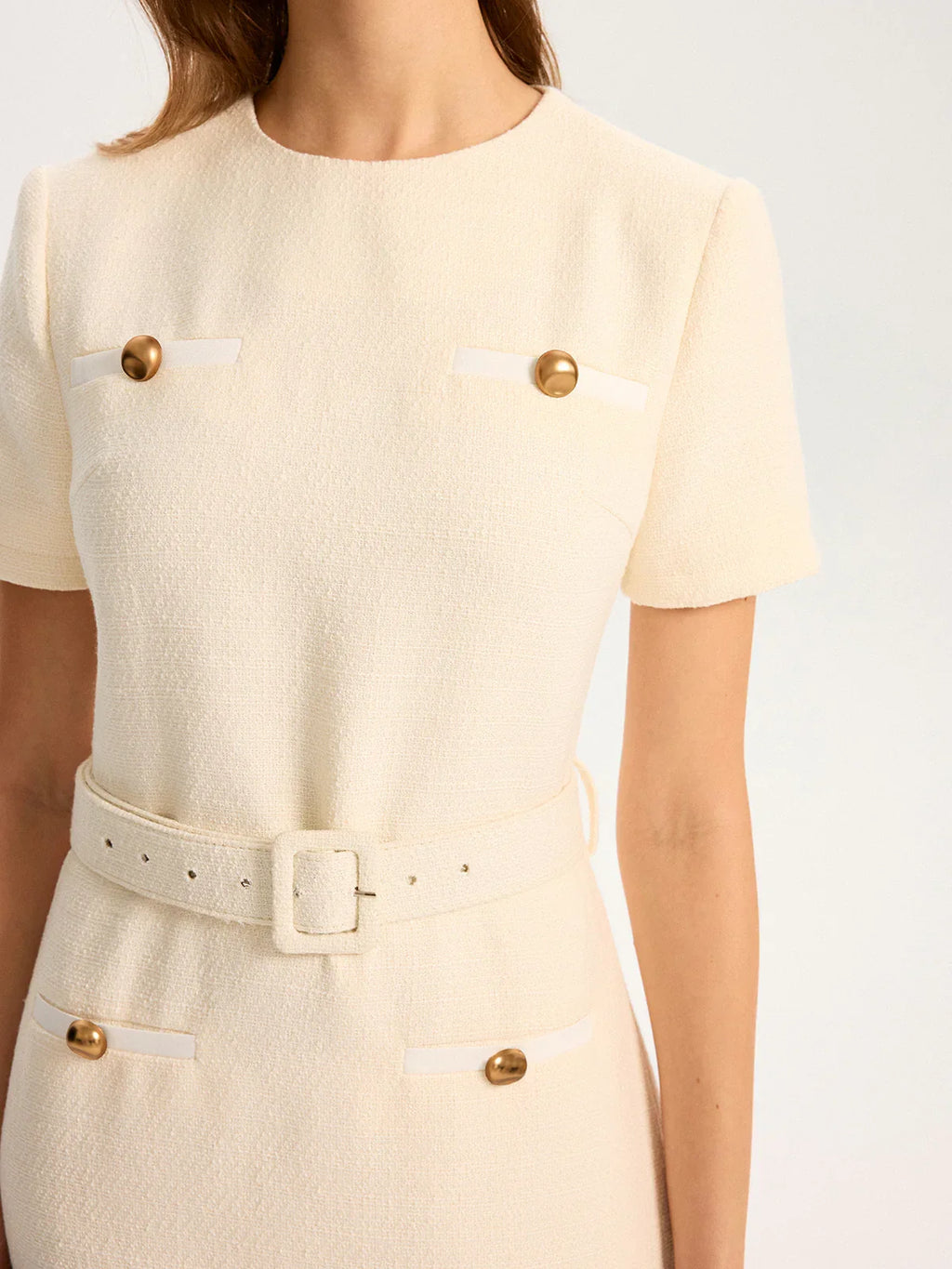 Metal Detail Belted Mini Dress