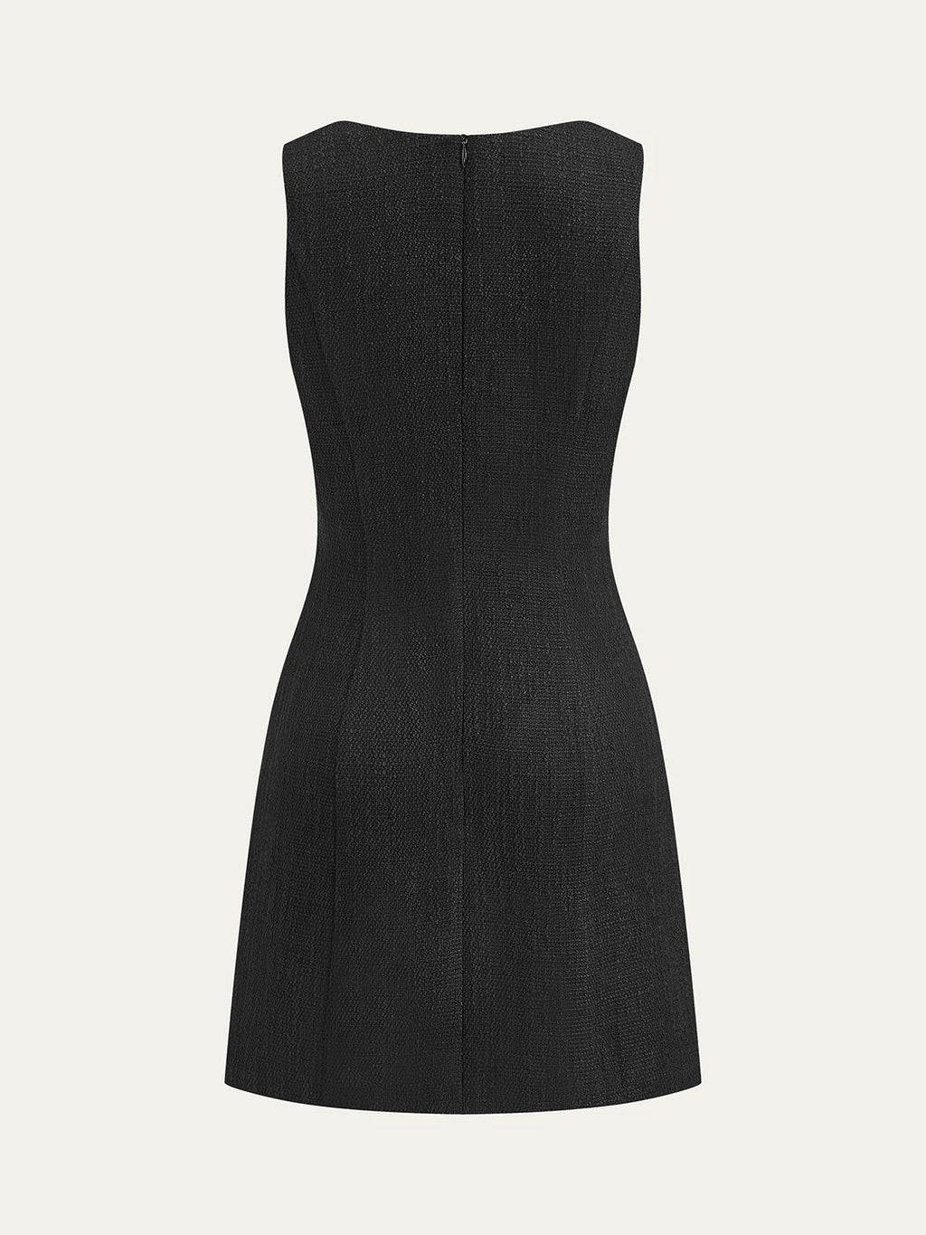 Tweed Sleeveless Button Mini Dress