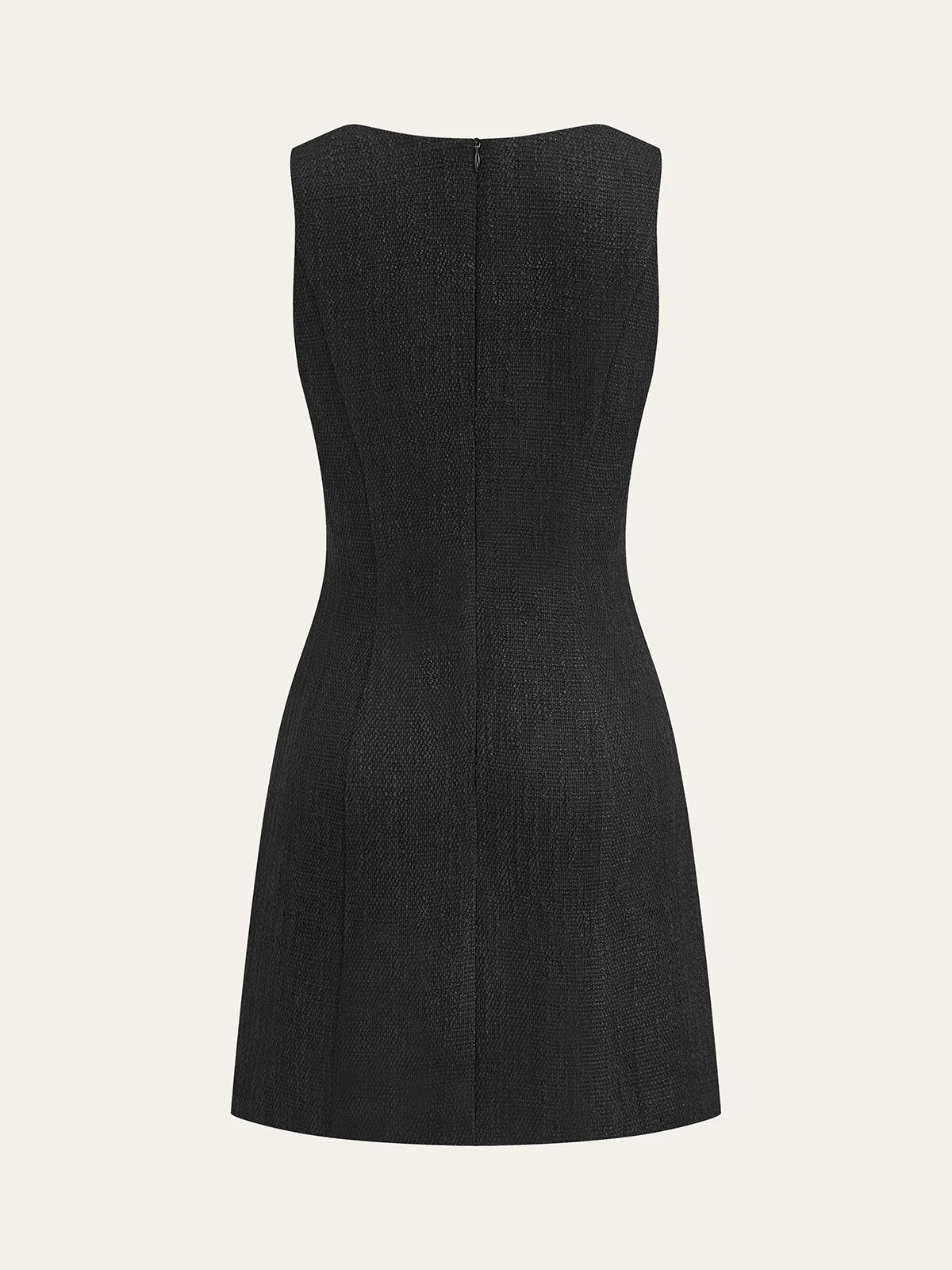 Tweed Sleeveless Button Mini Dress