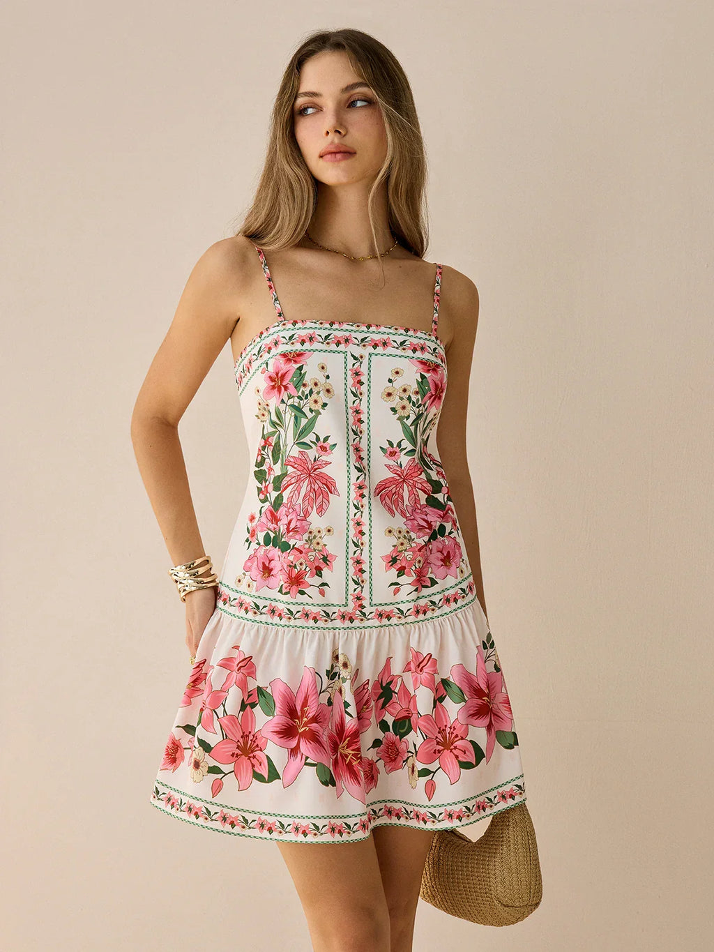 Floral Print Spaghetti Strap Mini Dress