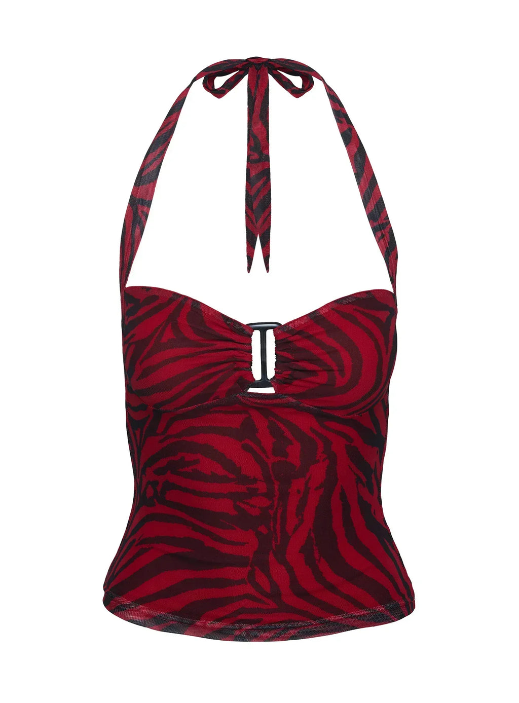 Cielo Mesh Halter Top Red Zebra