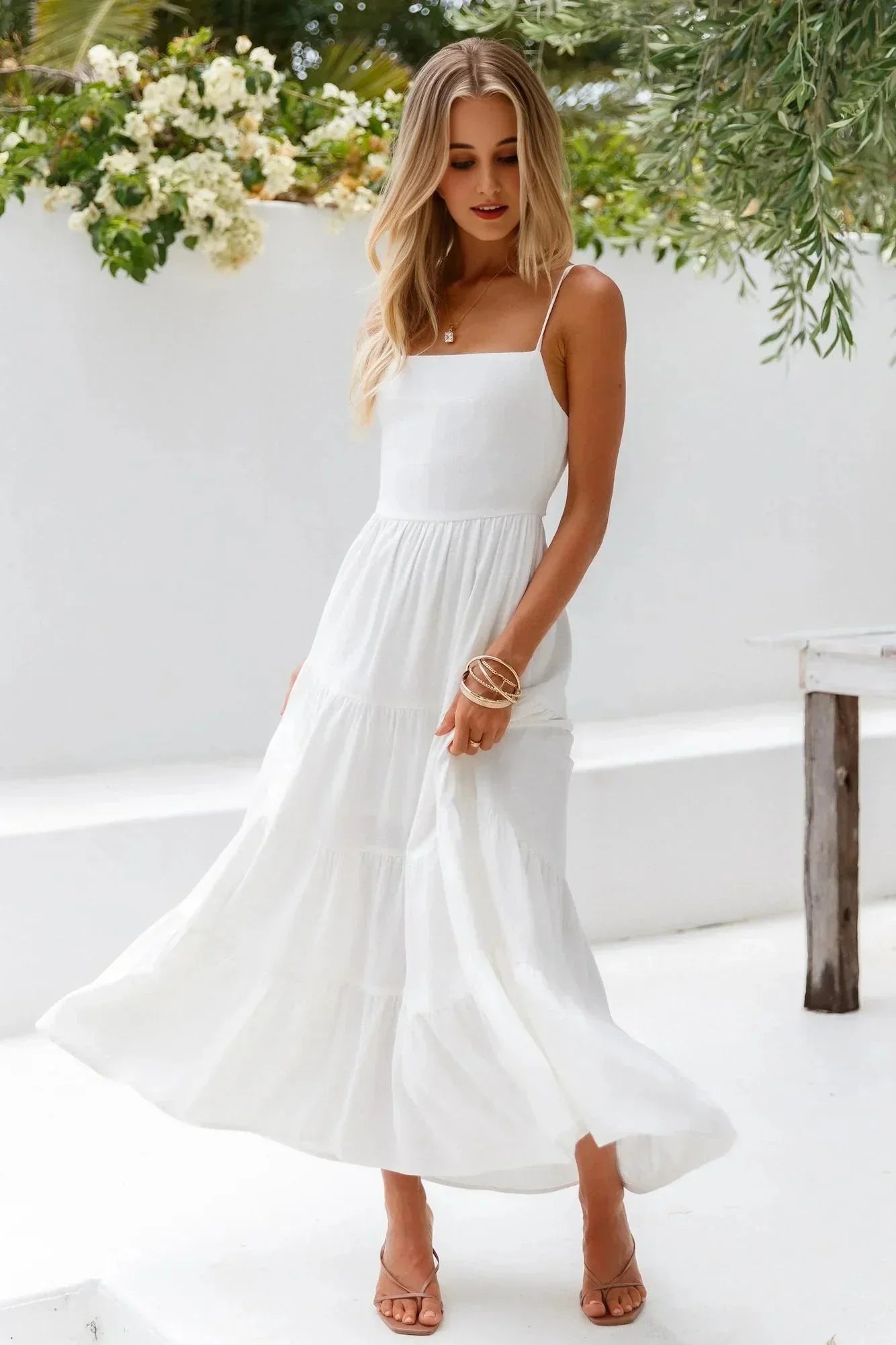 Train Into Town Midi Dress White