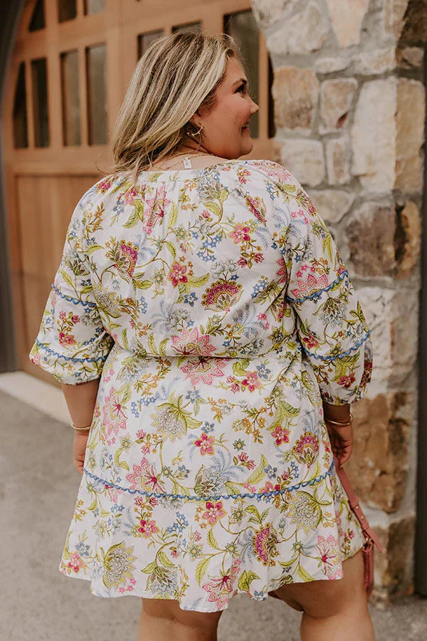 French Garden Floral Mini Dress Curves