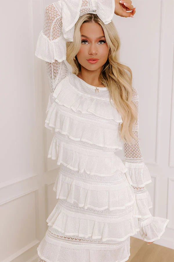 Sweet Whispers Lace Tiered Maxi Dress