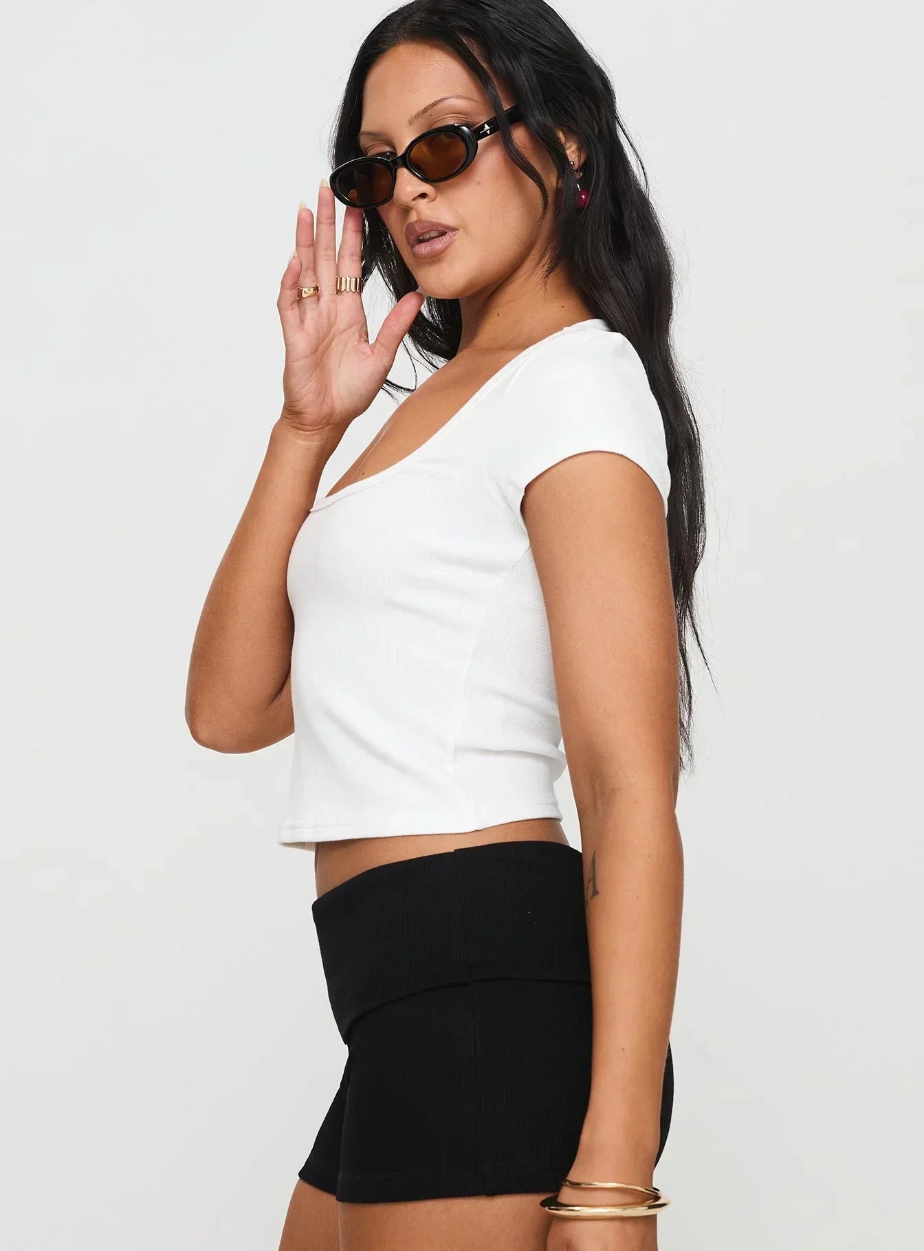 Baseline Square Neck Rib Top White