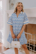 French Market Promenade Mini Dress in Blue