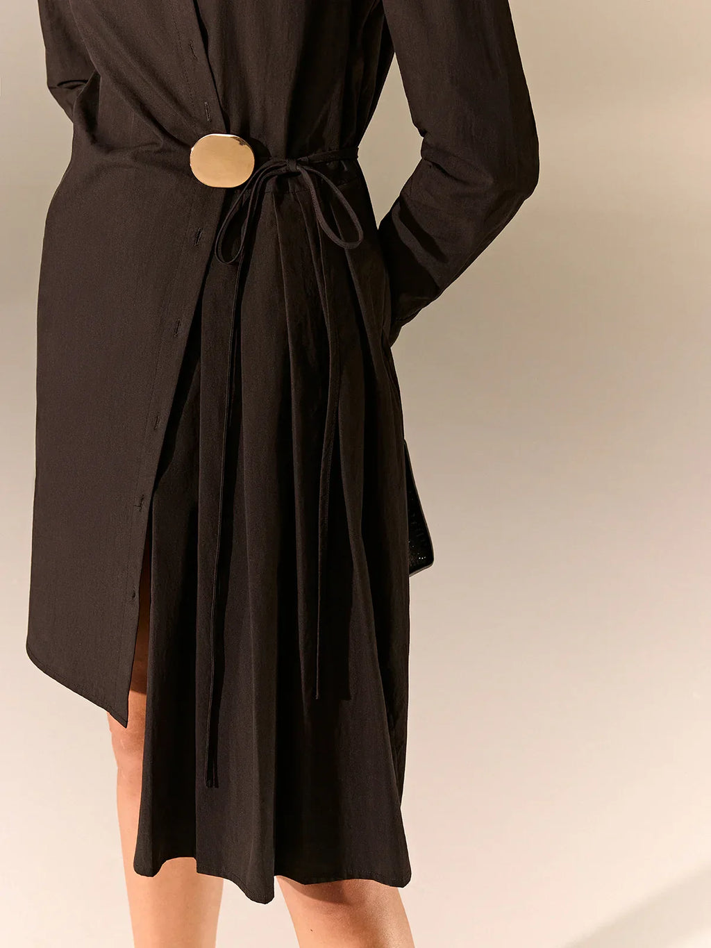 Asymmetric Pleated Hem Shirt Dress