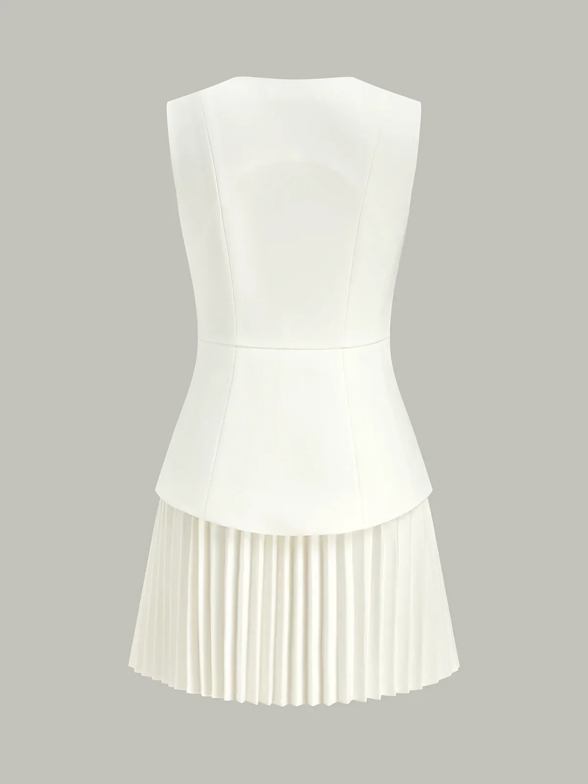 Sleeveless Metal Detail Pleated Mini Dress