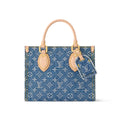 Louis Vuitton OnTheGo Women's Blue Denim Patchwork Cowhide Alphabet Print Shopping Bag Tote Bags #77376