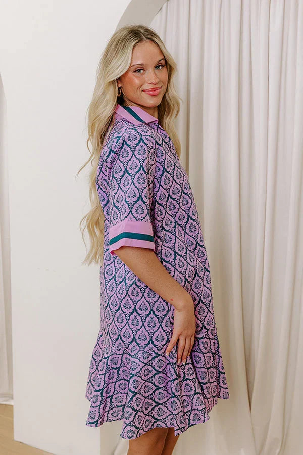 French Market Promenade Mini Dress in Violet