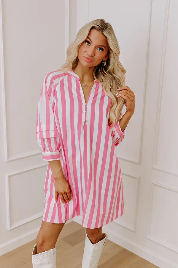 Sippin' Rose Stripe Mini Dress