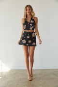 Glora Satin Floral Mini Skirt