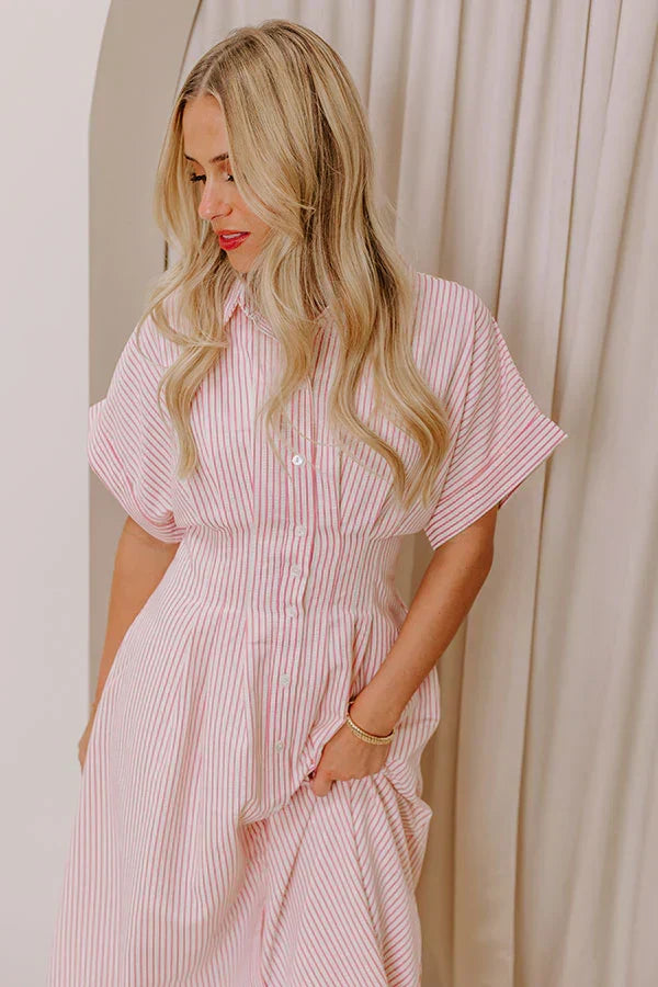 Sunlit Stroll Stripe Maxi Dress in Pink
