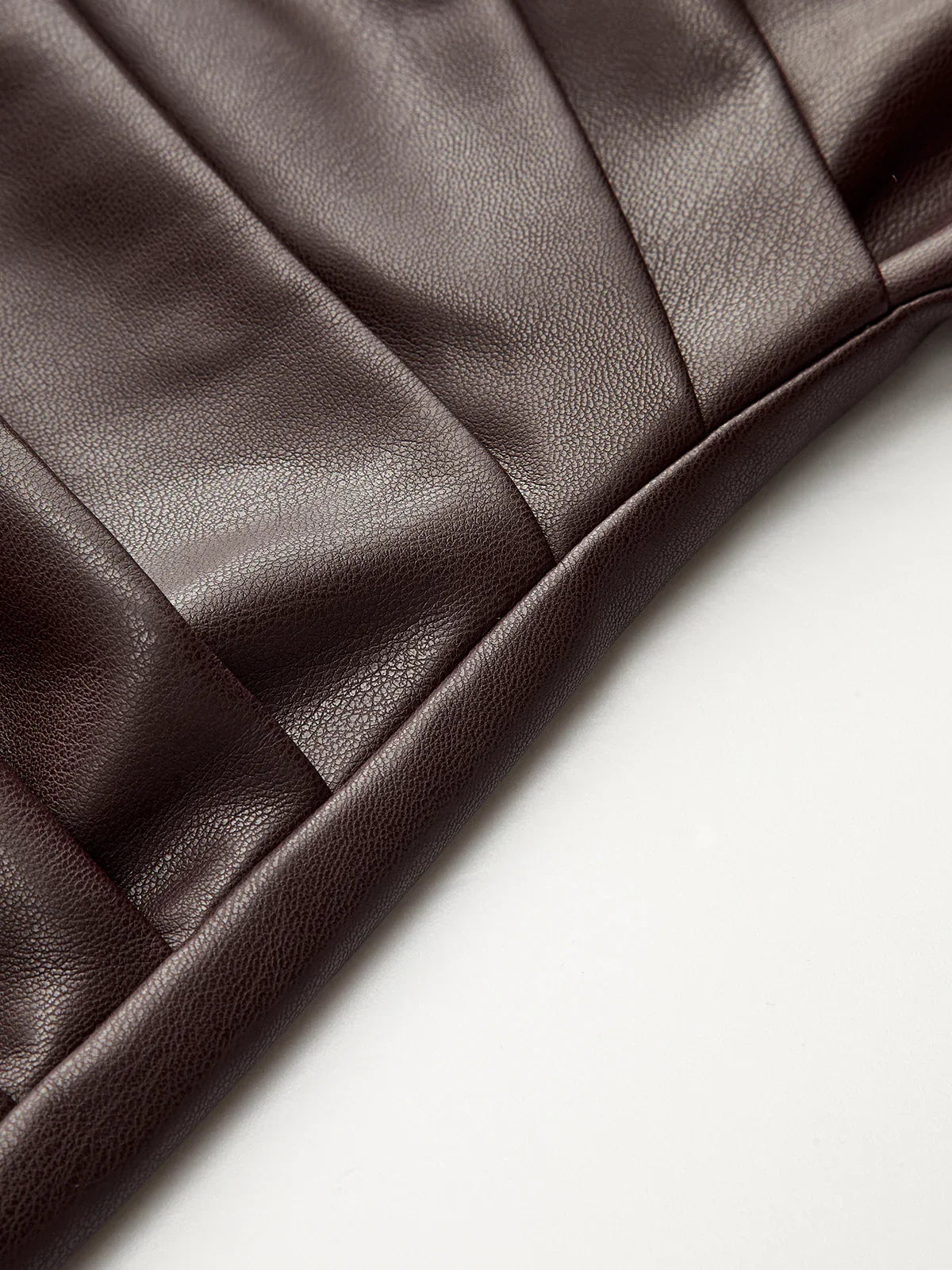 Faux Leather Waist Ruched Dress