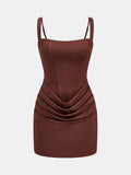 Back Lace-Up Ruched Corset Mini Dress
