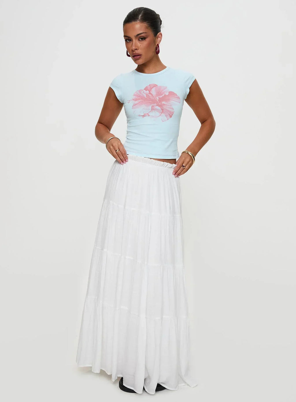 Owenz Hibiscus Baby Tee Blue