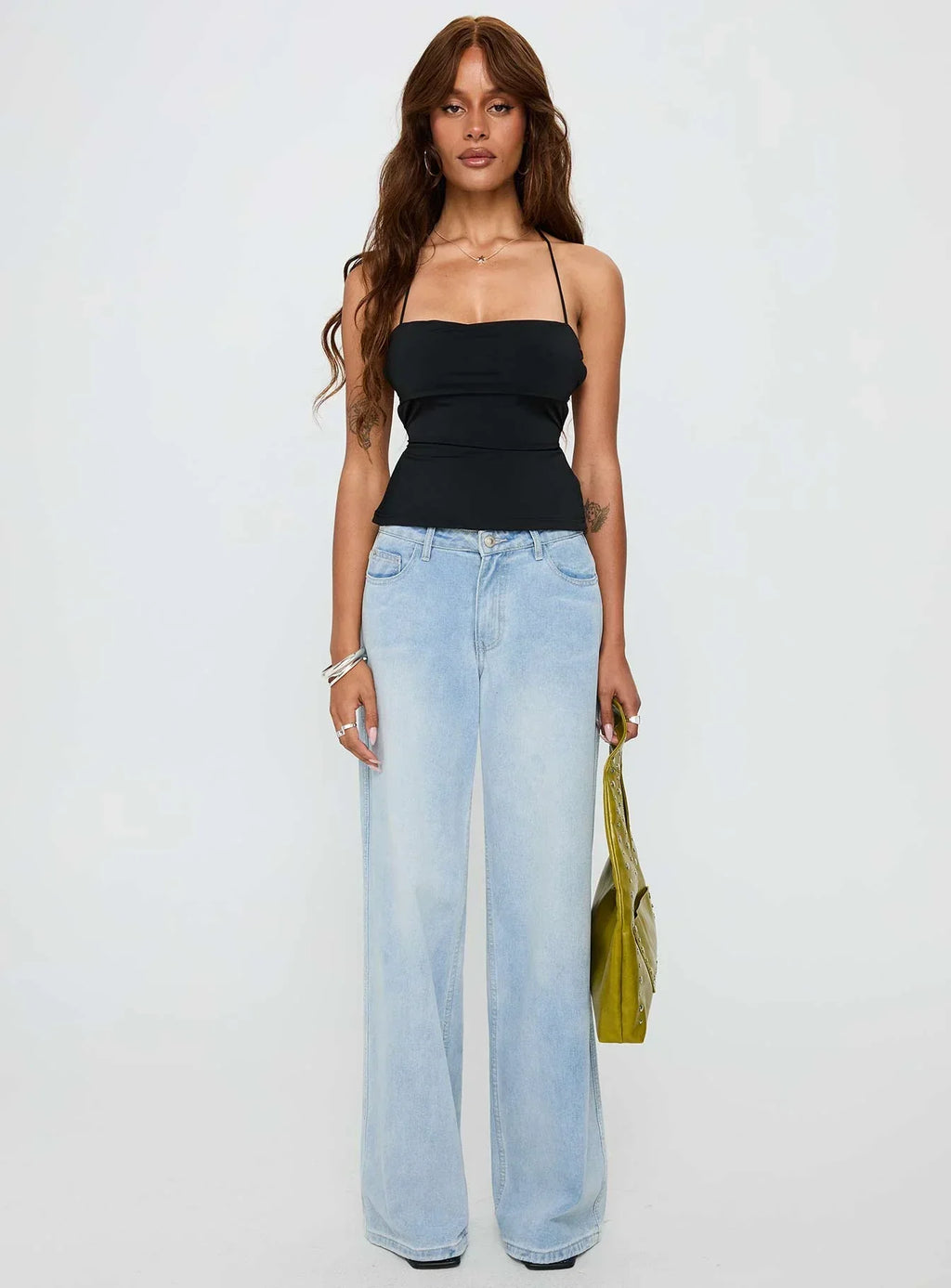In The End Tie Back Top Black