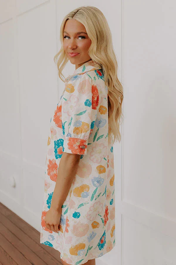 Pop Of Color Floral Embroidered Mini Dress